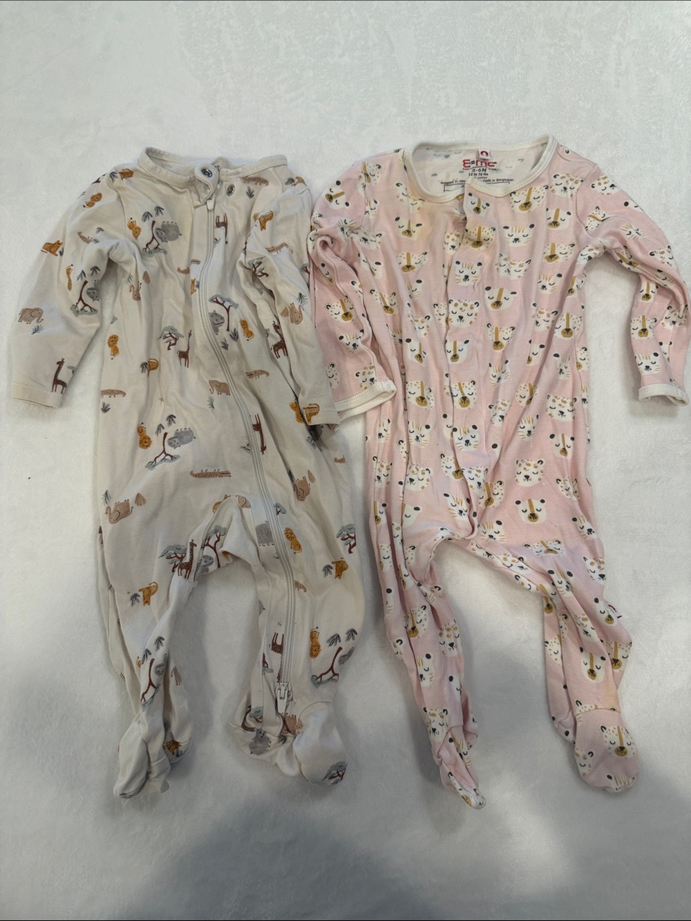 E=MC2 & Carter's Pink and Cream Animal Print Footed Set
